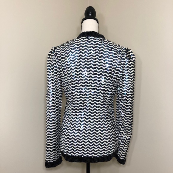 Vintage 80s NiteLine 100% Silk Sequin Blazer Small - Picture 6 of 16